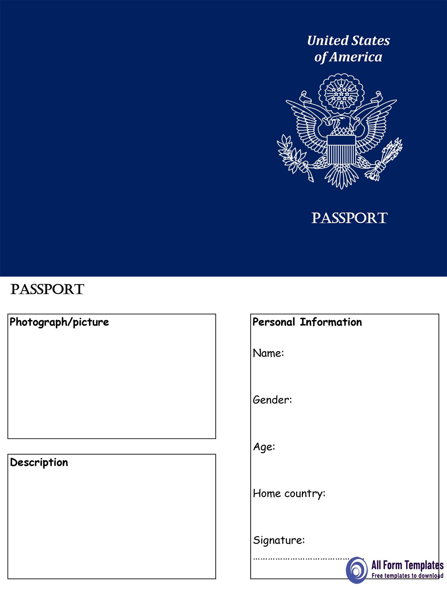 Downloadable Printable Passport Template