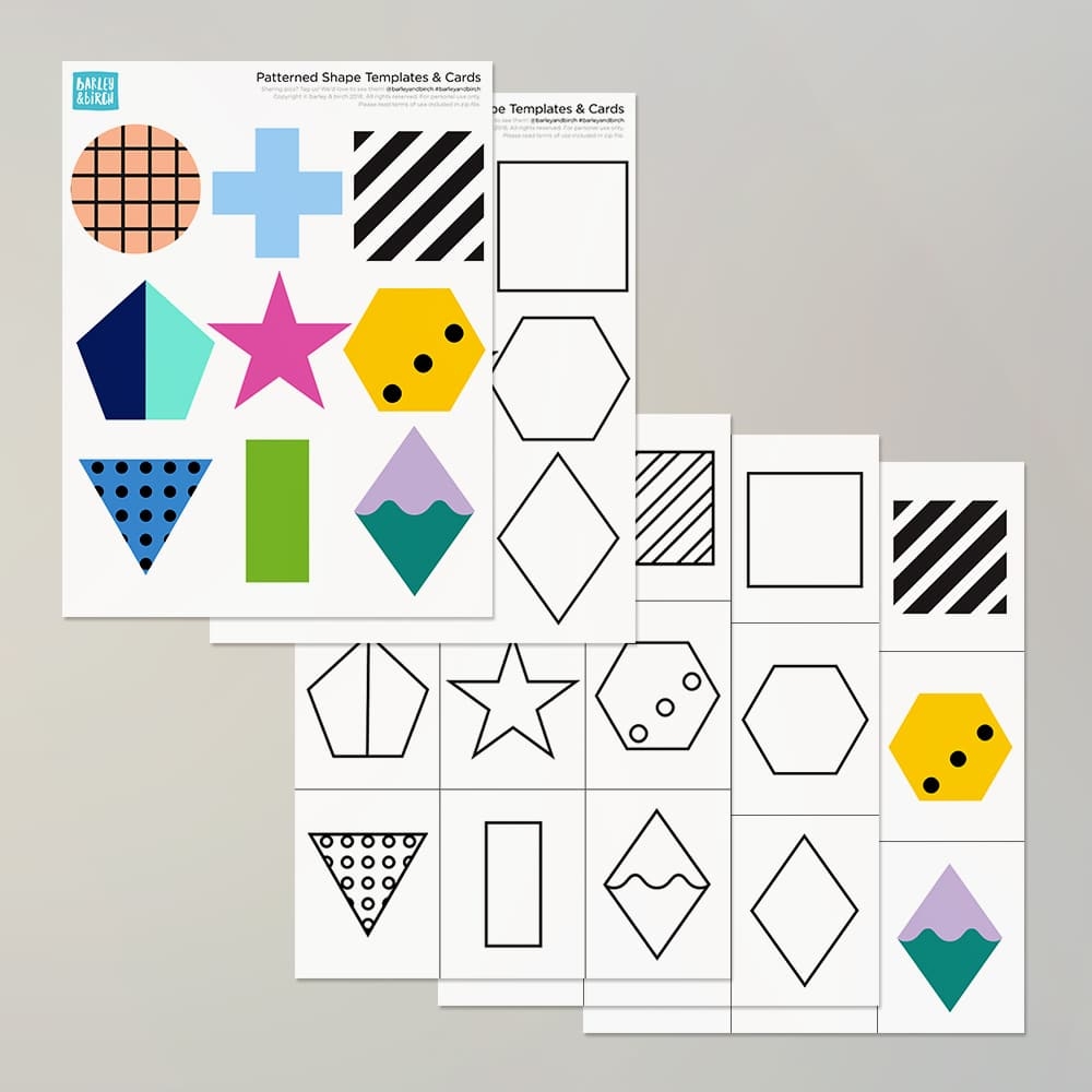 Patterned Geometric Shape Printable Play Pack Barley Birch