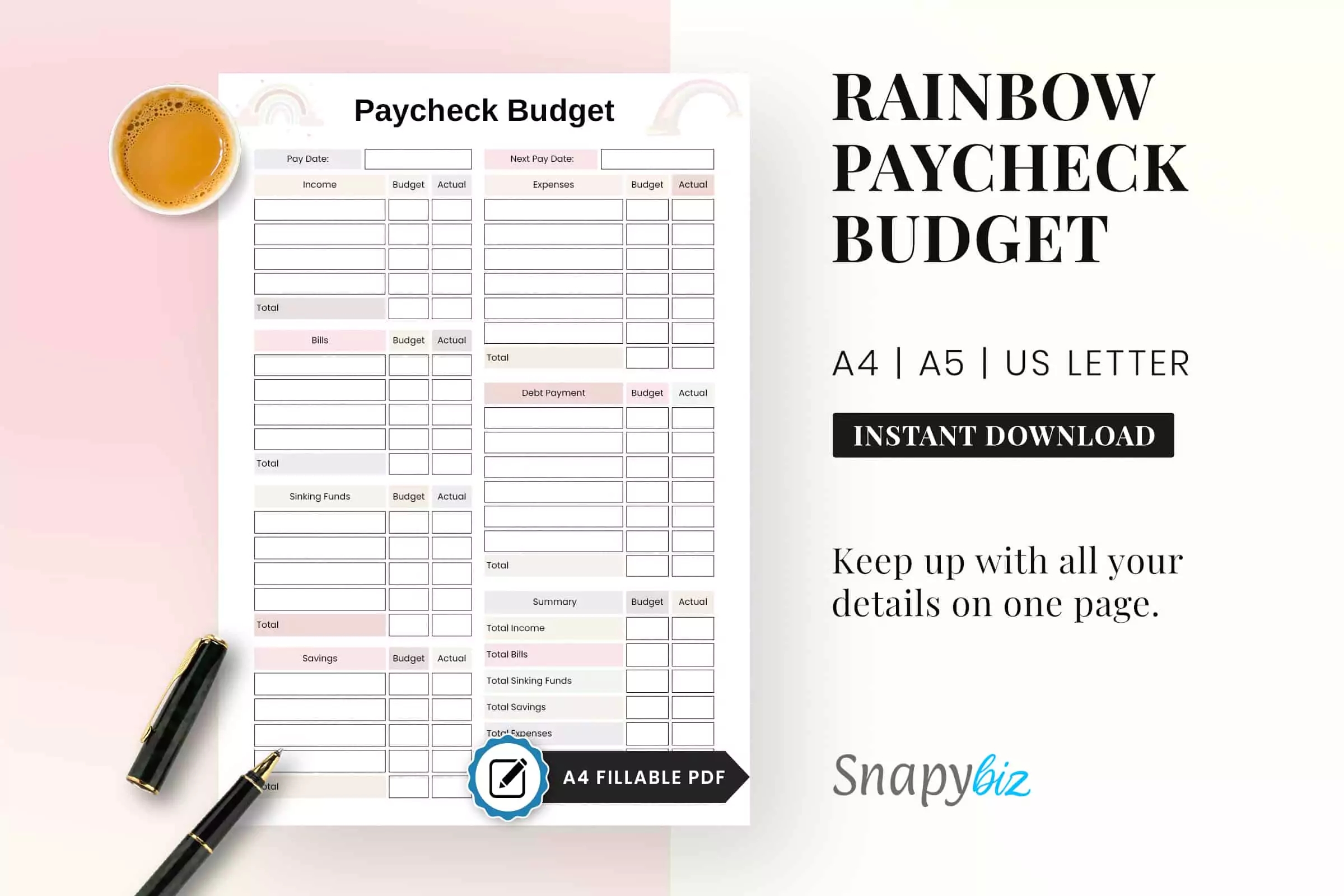 Printable Weekly Paycheck Budget Template