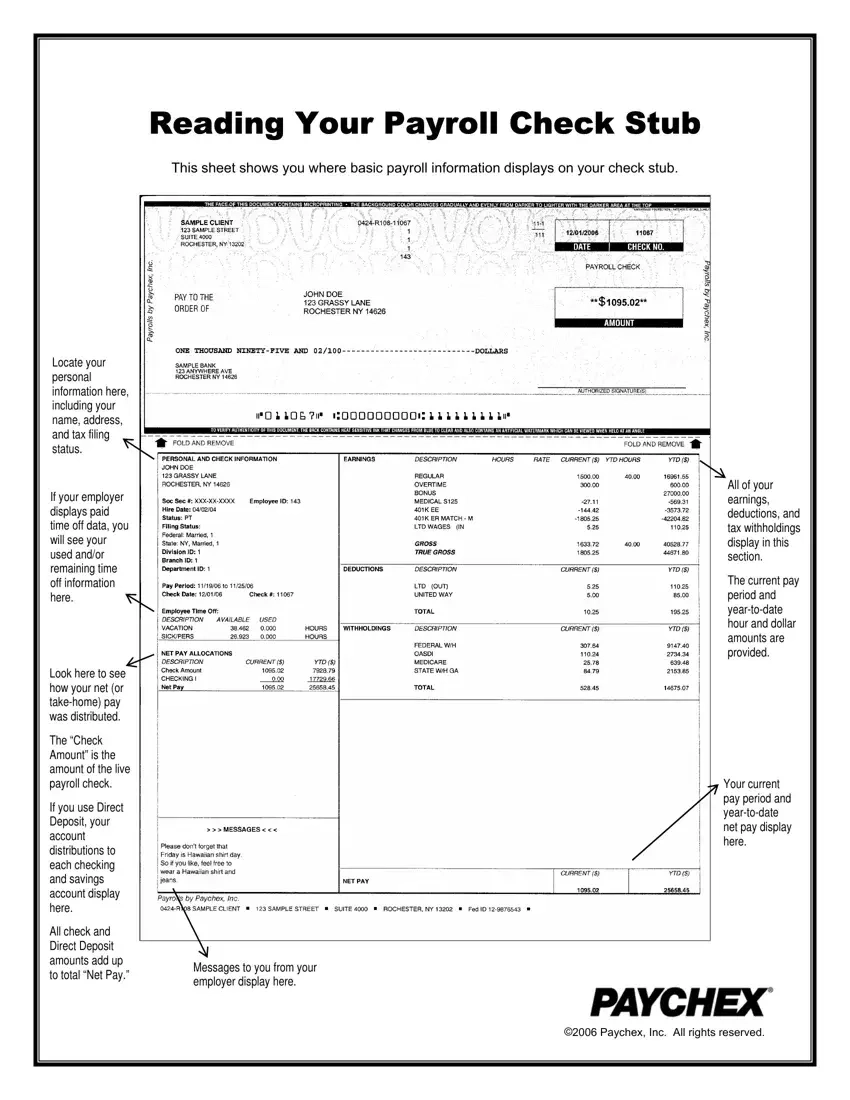 Paychex Paystub Fill Out Printable PDF Forms Online