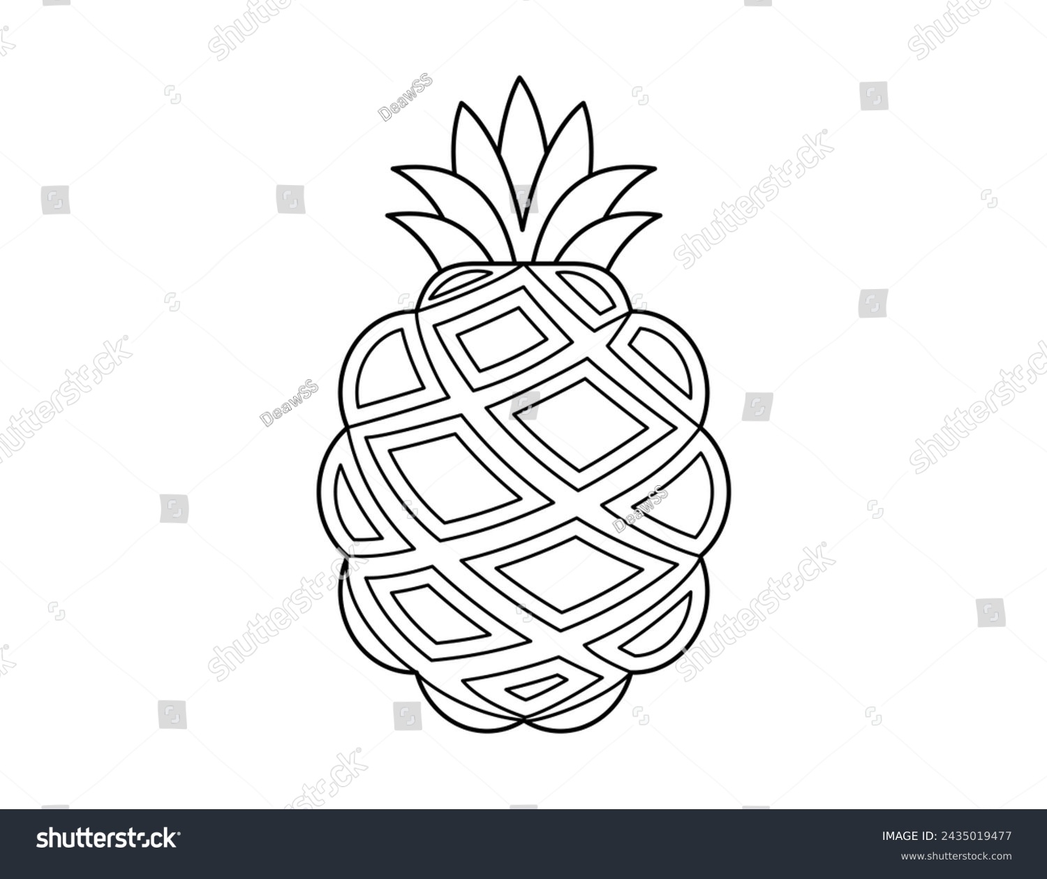 Pineapple Outline Coloring Book Template Pineapple Stock Vector Royalty Free 2435019477 Shutterstock