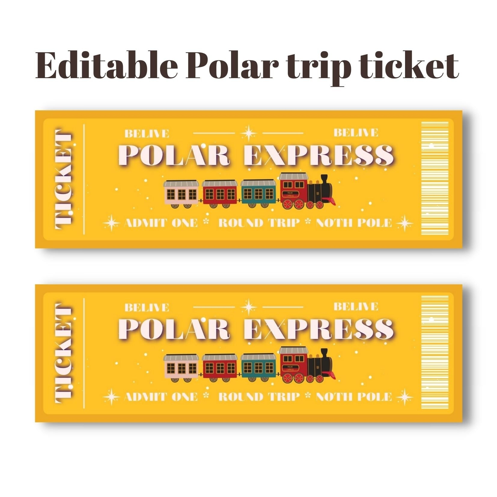 Polar Express Tickets Printable North Polar Express Ticket Template Polar Express Ticket Template Holiday Ticket Instant Download Etsy