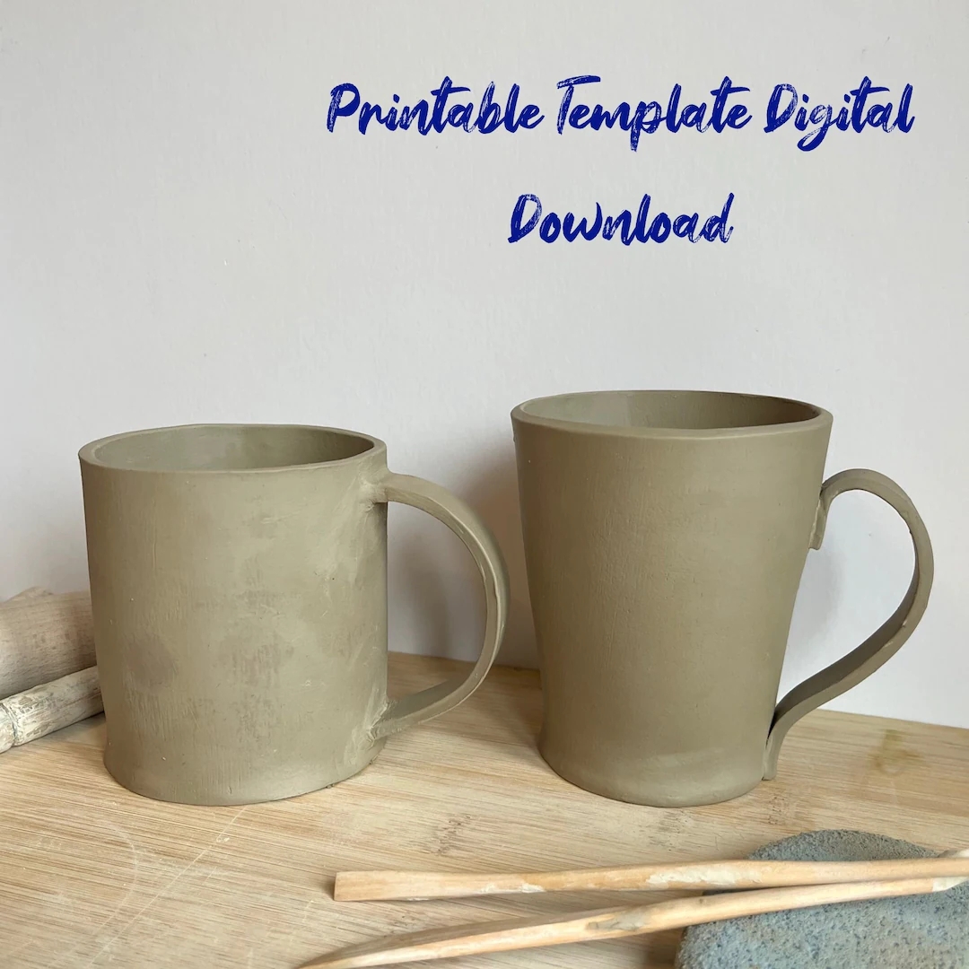 Pottery Mug Template Printable Digital Download Ceramic Mug Template Clay Mug Template Slab Built Mug Template Etsy