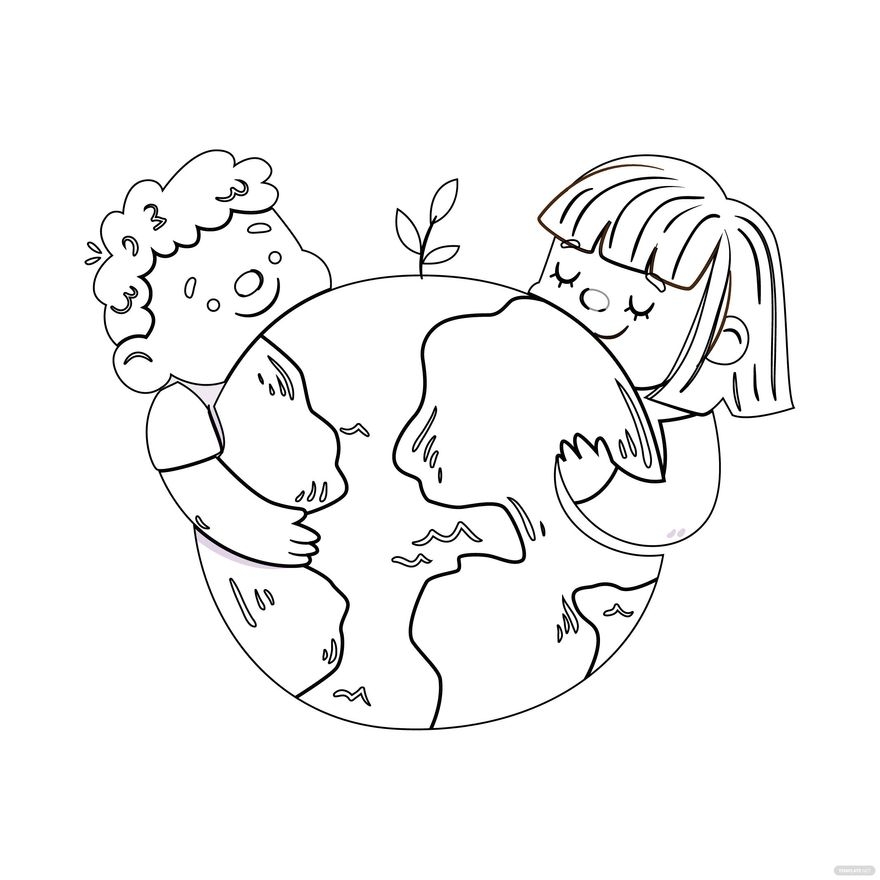 Preschool Earth Day Coloring Page In Illustrator SVG JPG EPS PNG Download Template