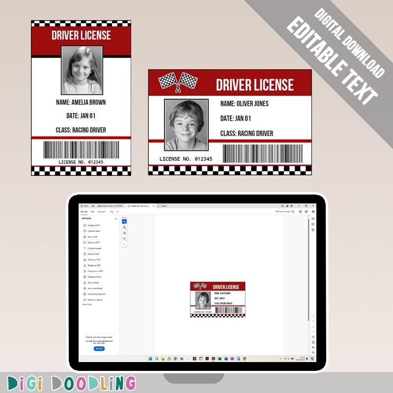Pretend Driver License Printable Etsy
