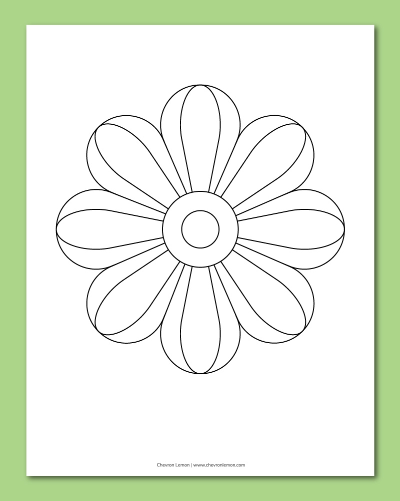 Printable Big Flower Coloring Pages Chevron Lemon