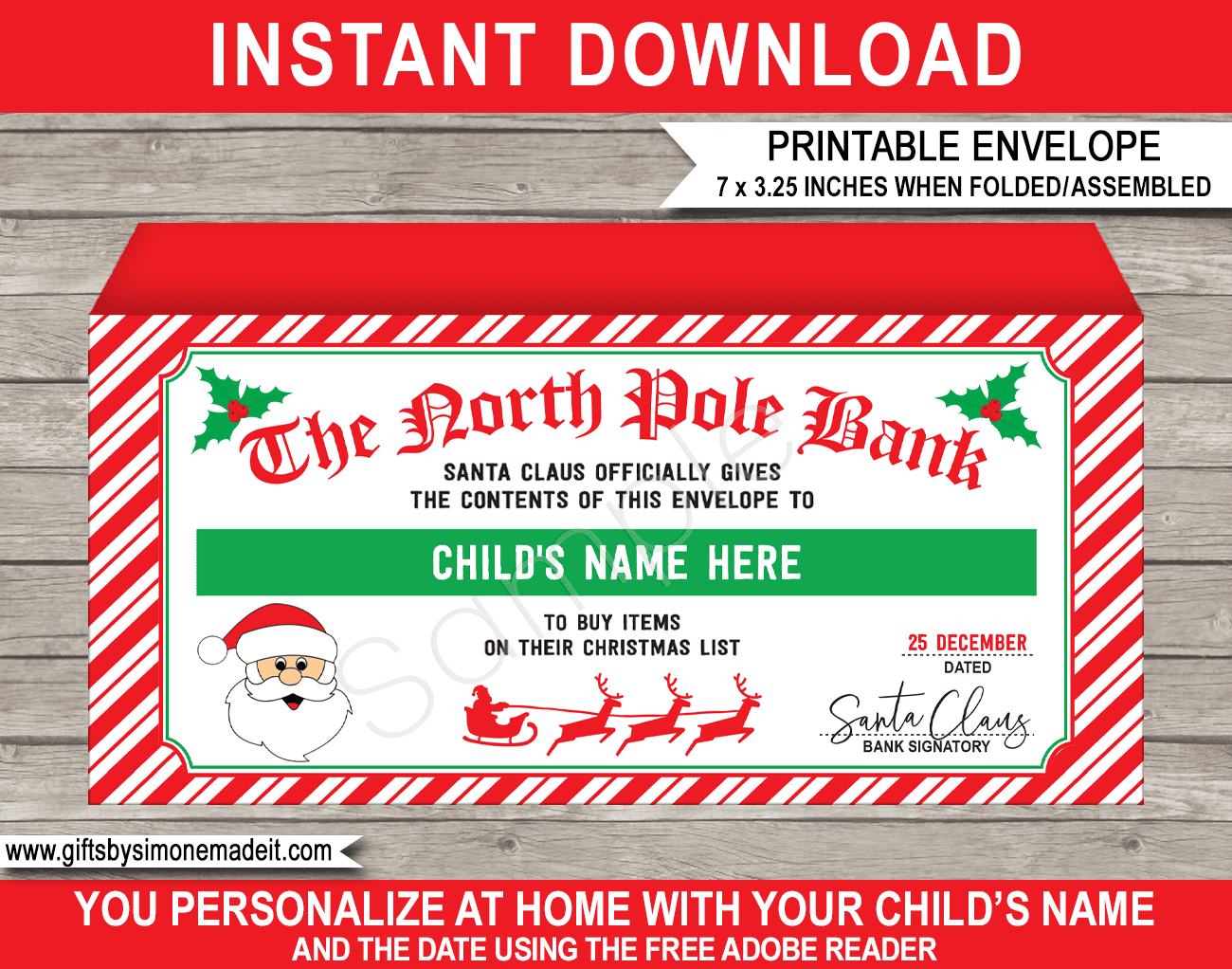 Christmas Envelope Template Printable