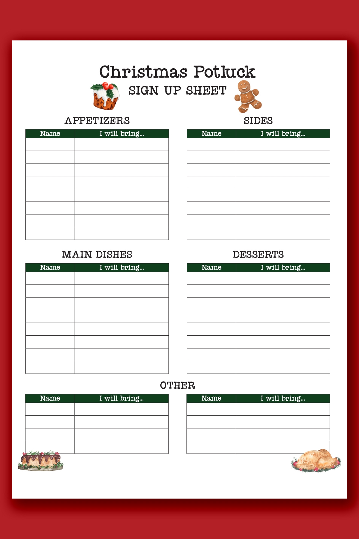 Printable Christmas Potluck Alert Popular Party Sign