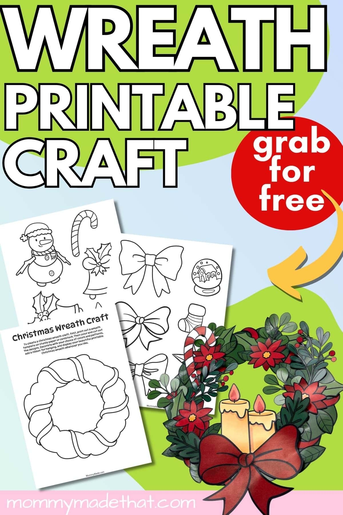 Printable Christmas Wreath Craft Free Templates 