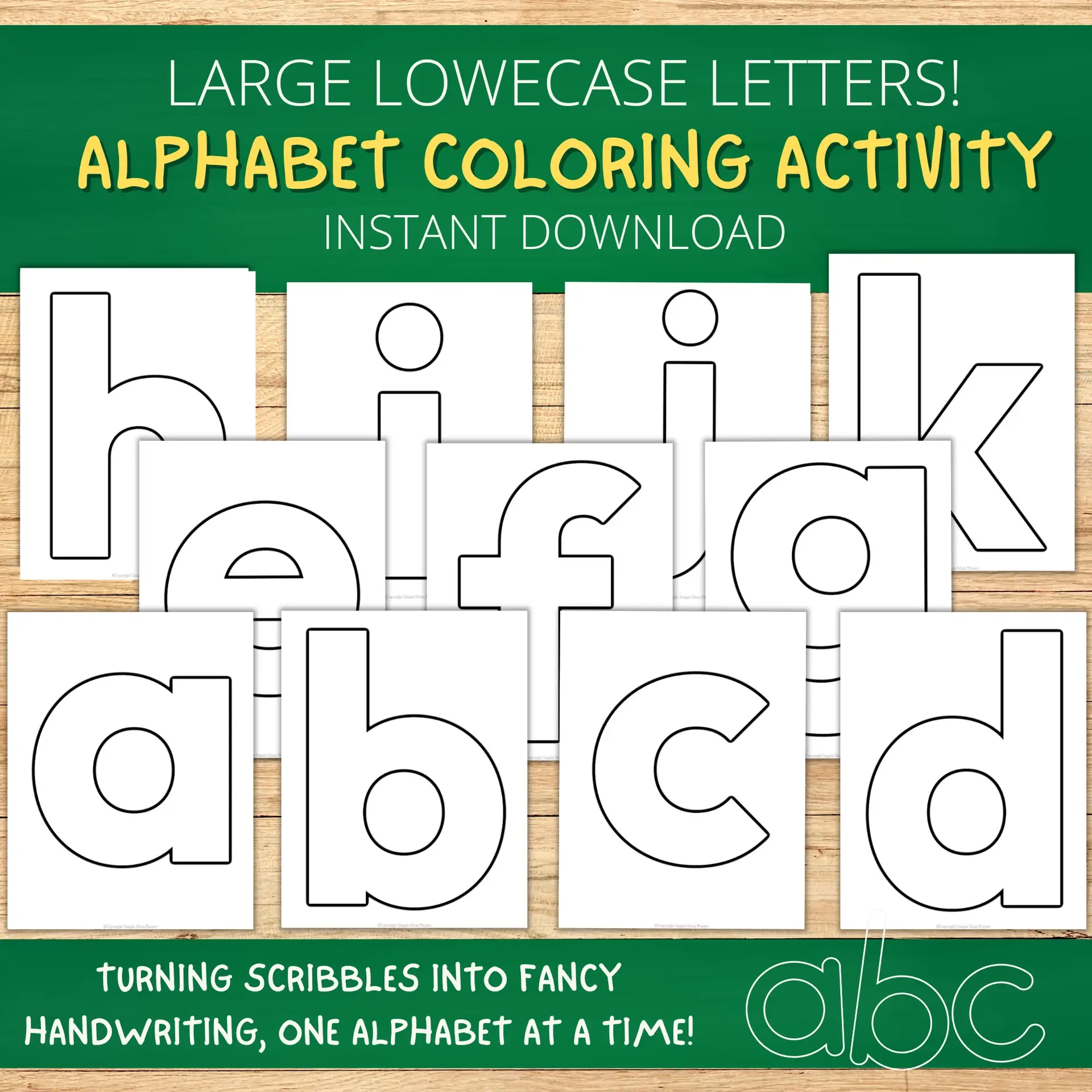 Printable Full Page Fun Lowercase Alphabet Template Bundle 