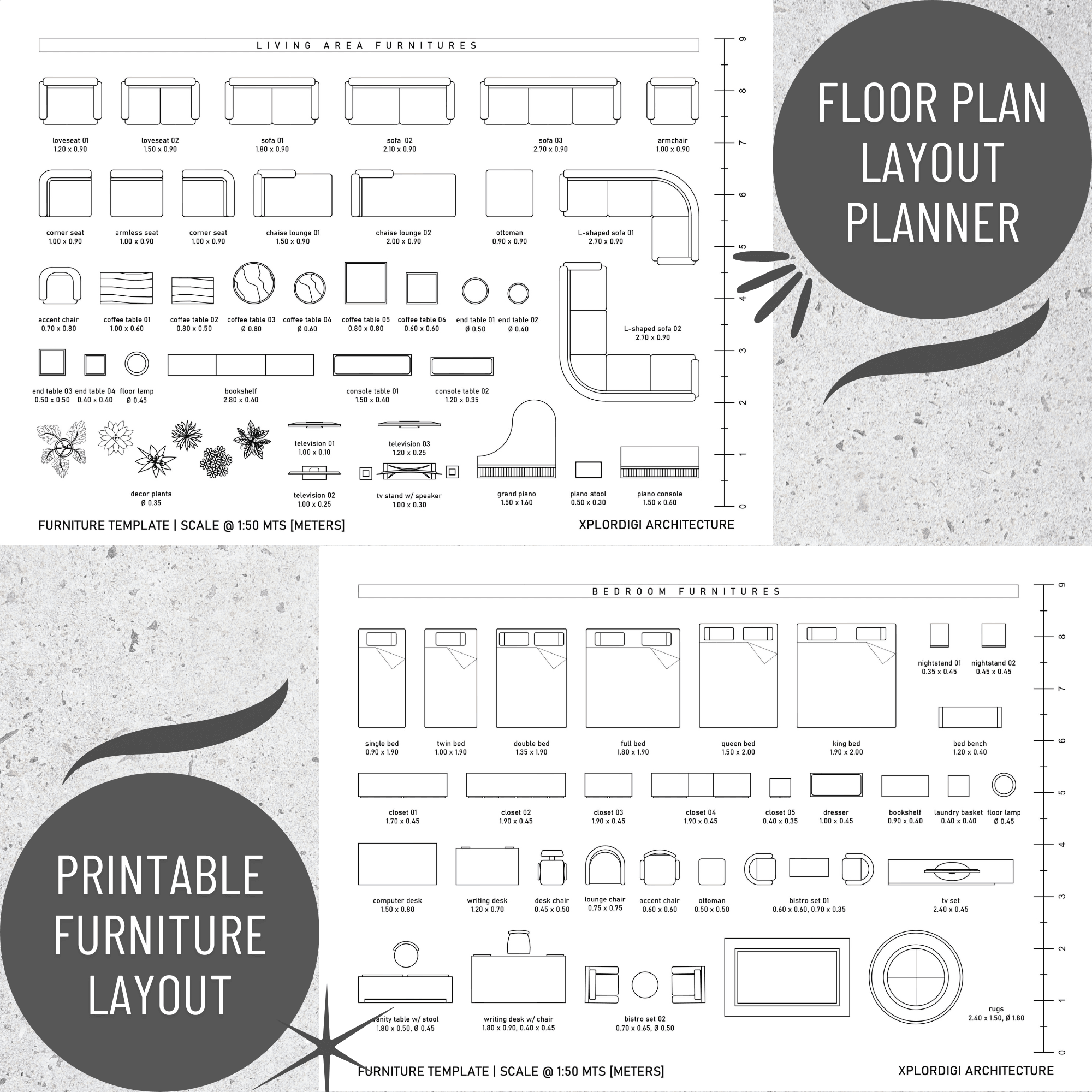 PRINTABLE Furniture Template Floor Plan Layout Planner XPLORDIGI2024 For P25 OFF By Exploredigitalarchitecture Raket PH