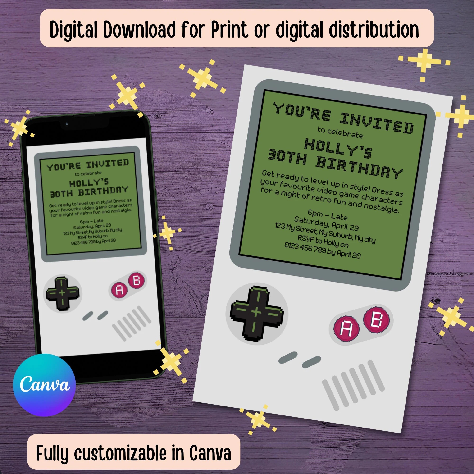 Printable Gameboy Etsy de
