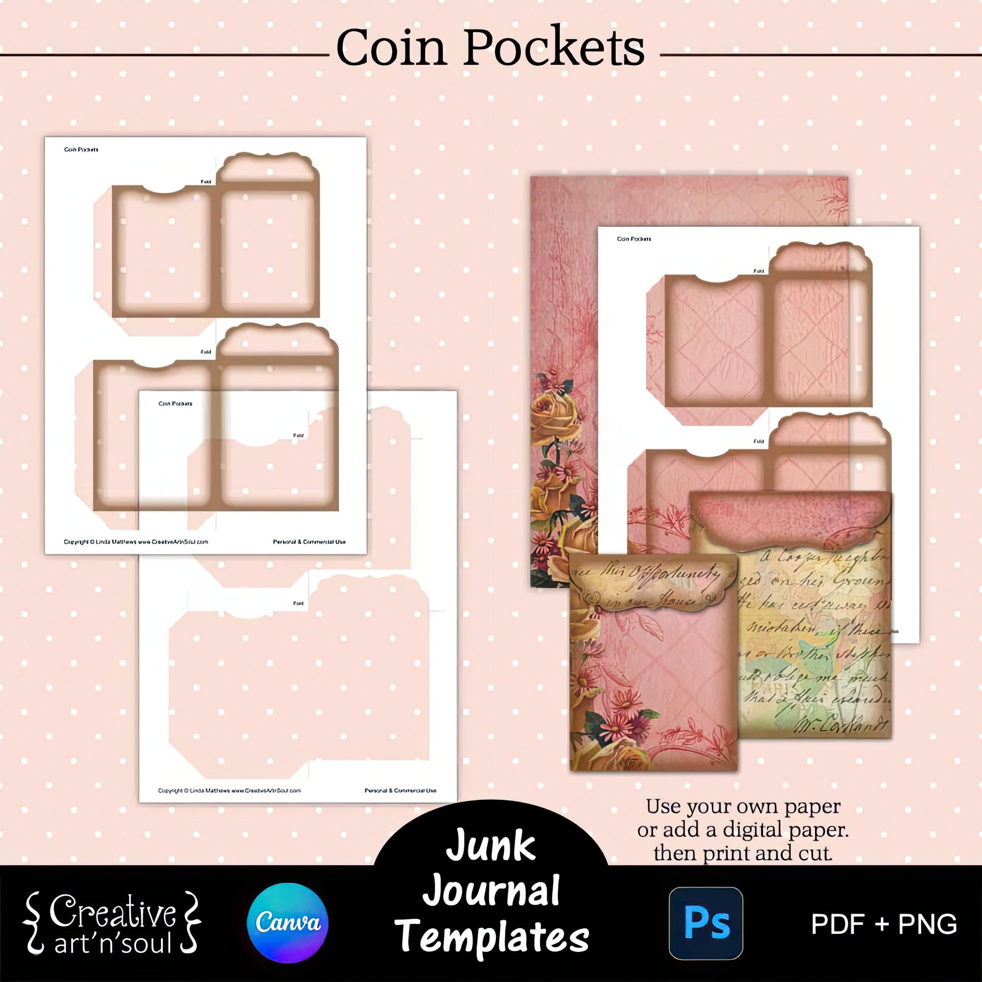 Printable Junk Journal Pocket Template Junk Journal Coin Pockets Templates For Canva And Photoshop Etsy UK