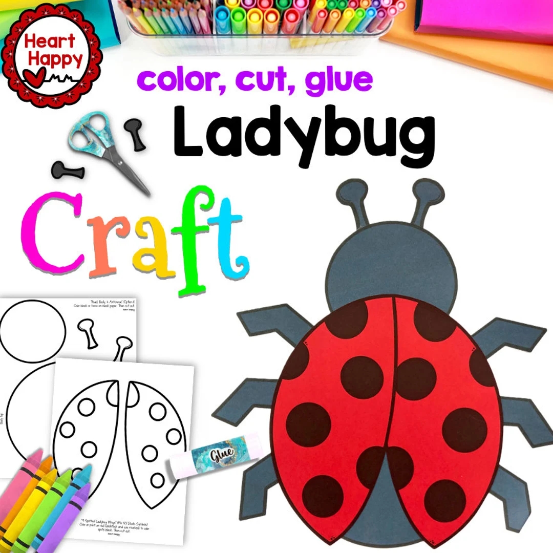 Printable Kids Ladybug Craft Template Bug Craft Insect Craft Spring Craft Homeschool Teachers Resources Instant Download PDF Download Etsy
