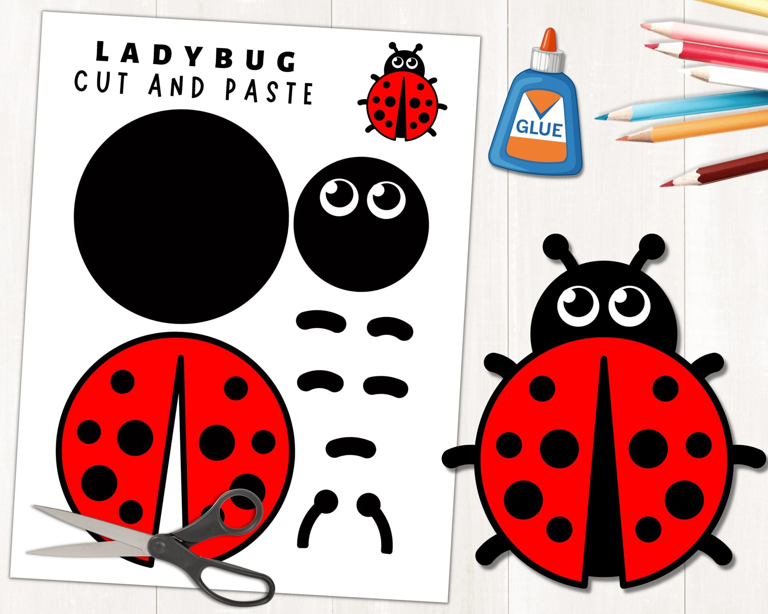 Printable Ladybug Craft Template For Kids Spring Activity Insect Craft Color Cut And Glue Build A Paper Ladybug Digital Download Etsy