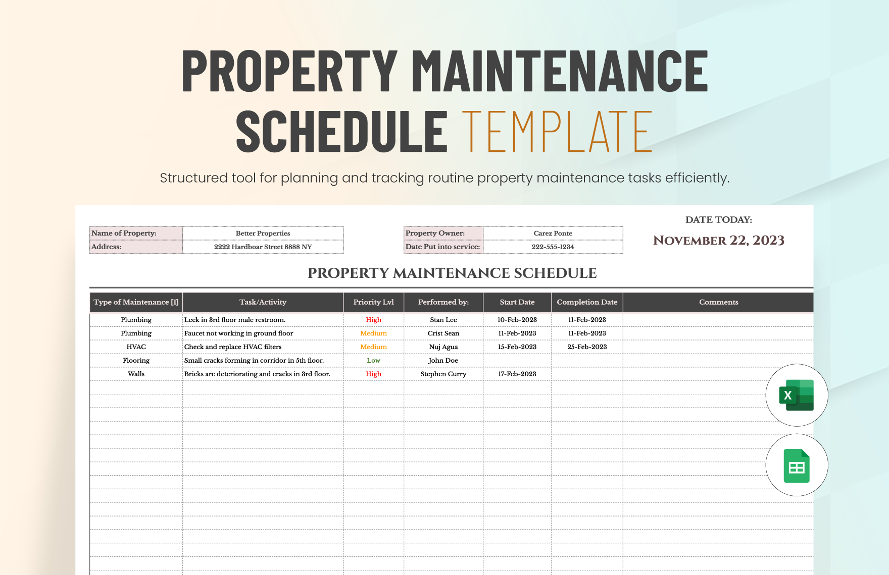 Printable Lawn Maintenance Schedule Template In Excel Google Sheets Download Template
