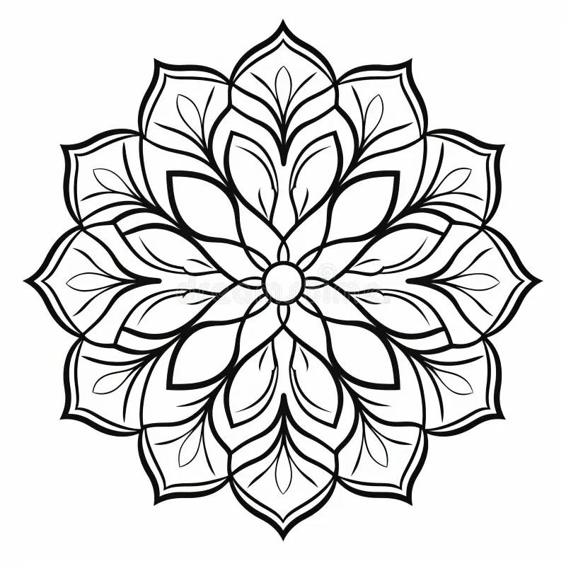 Printable Mandala Flower Design Coloring Pages Free And Intricate Stock Illustration Illustration Of Mandala Precisionist 300993772