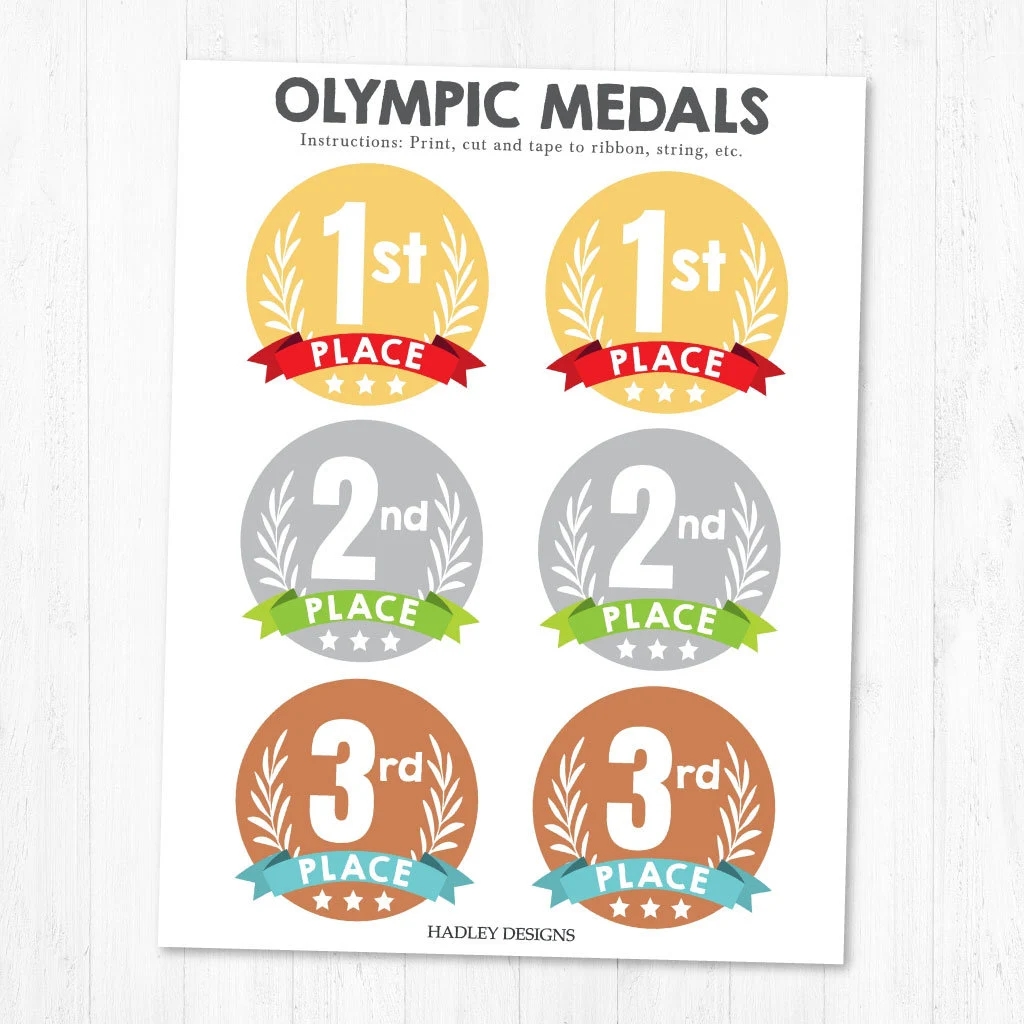 Printable Olympic Medal Templates Gold Silver Bronze Medallions First Place Award Team Prizes Olympic Party Supplies Contest Award Pins Etsy Israel