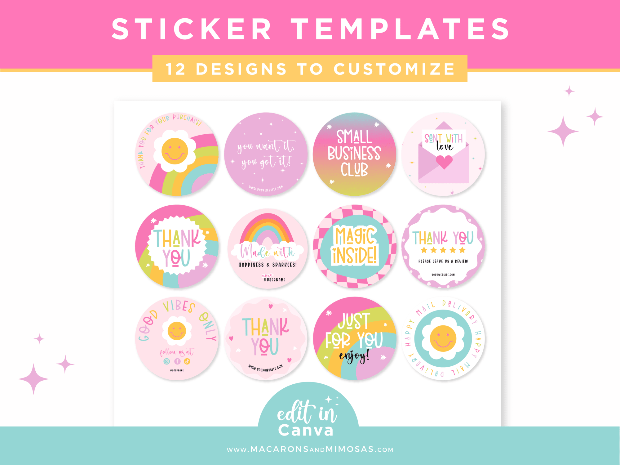 Printable Package Sticker Template Macarons And Mimosas