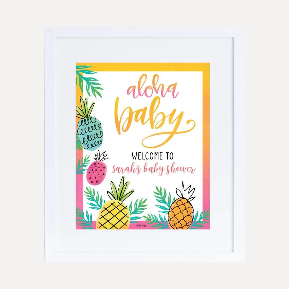 Printable Pineapple Baby Shower Welcome Sign Template Hadley Designs Printables