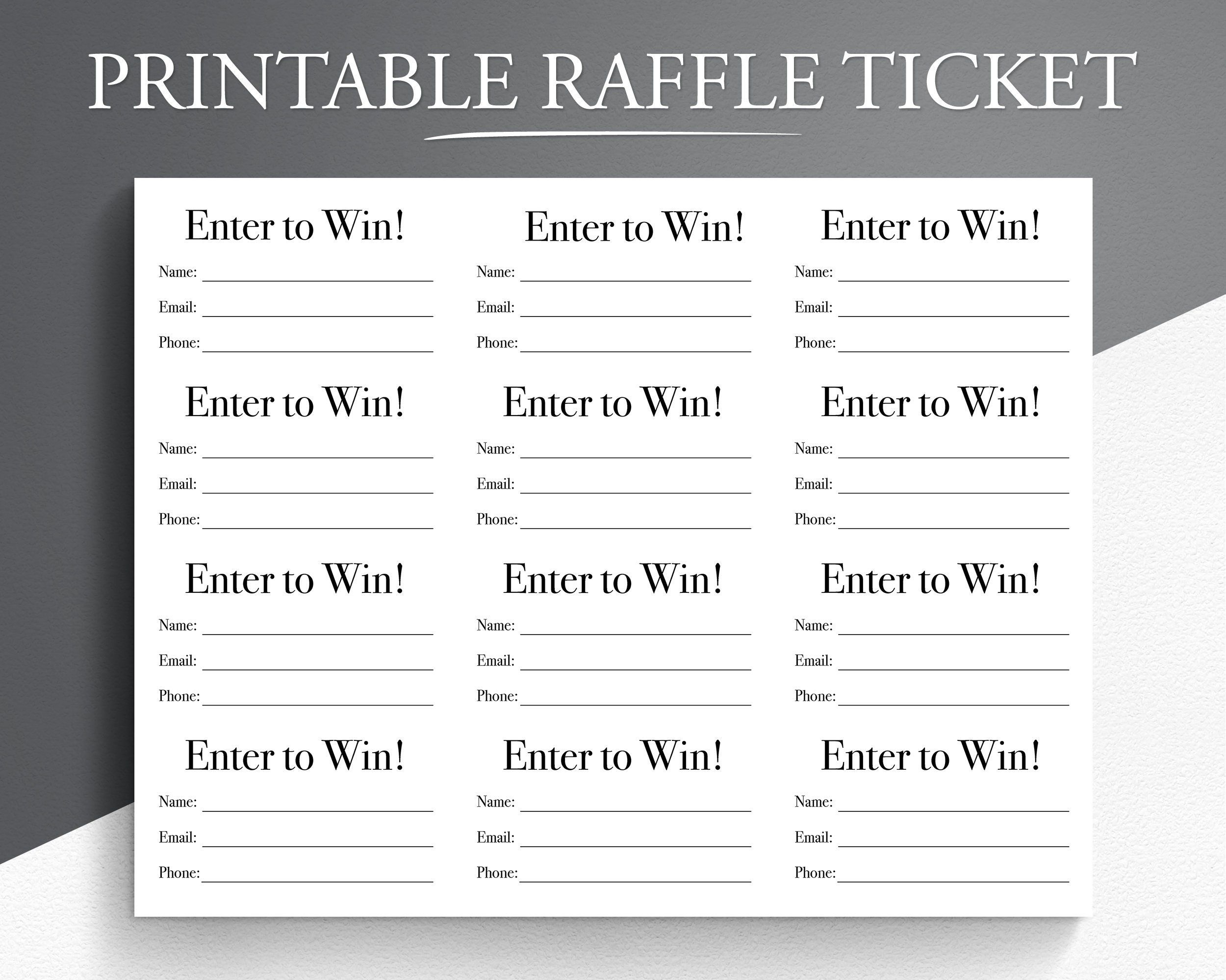 Printable Raffle Ticket Enter To Win Printable Ticket Worksheets Library