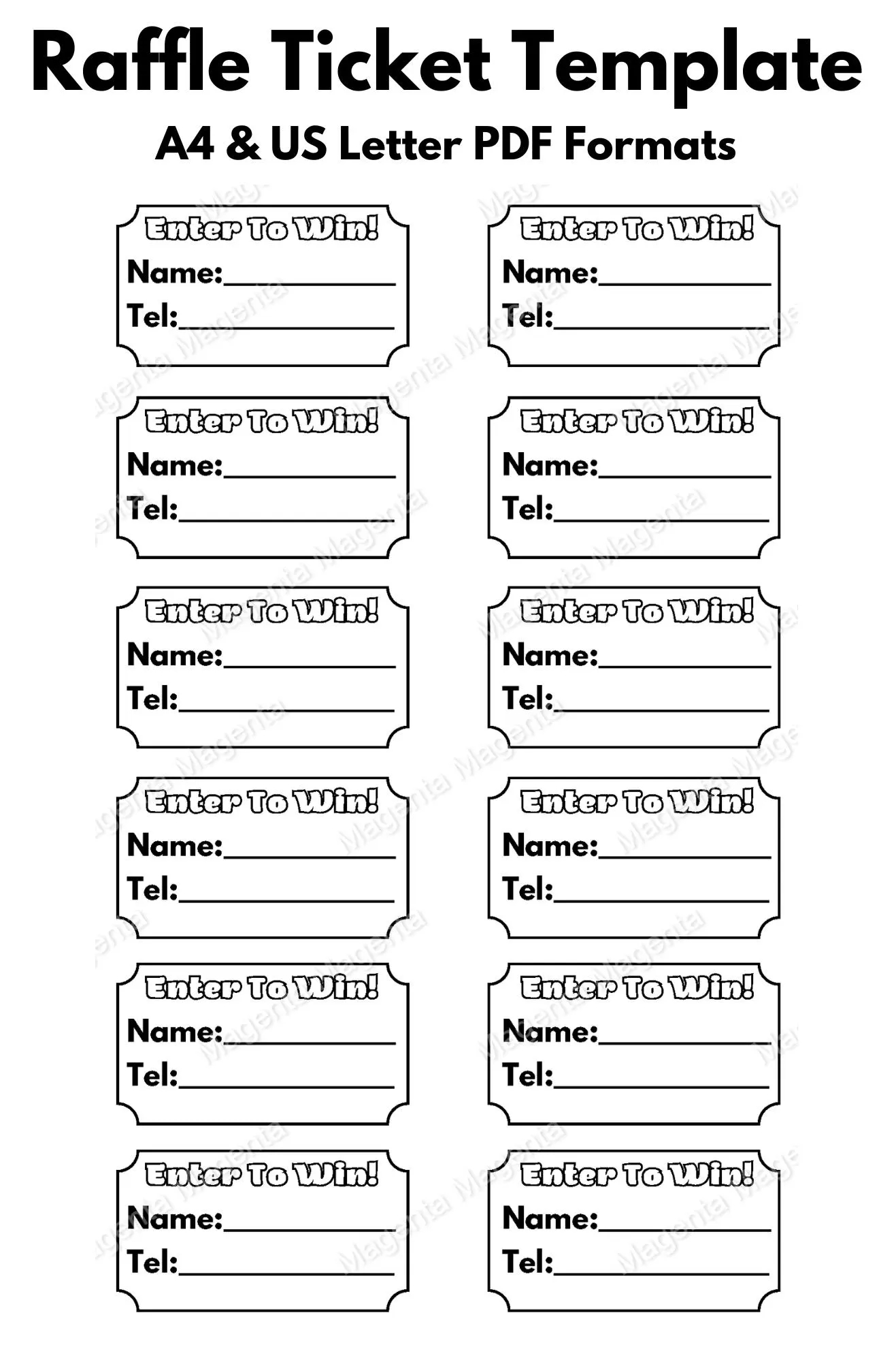 Printable Raffle Ticket Template A0 A1 A2 A3 A4 US Letter PDF Formats Etsy