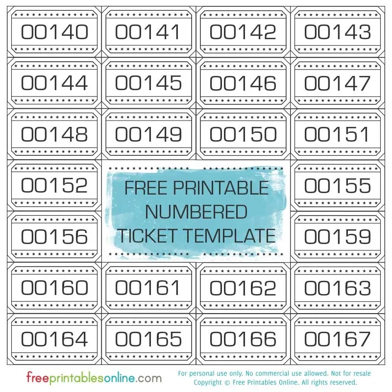 Printable Raffle Tickets 1 100 Printable Design Resources