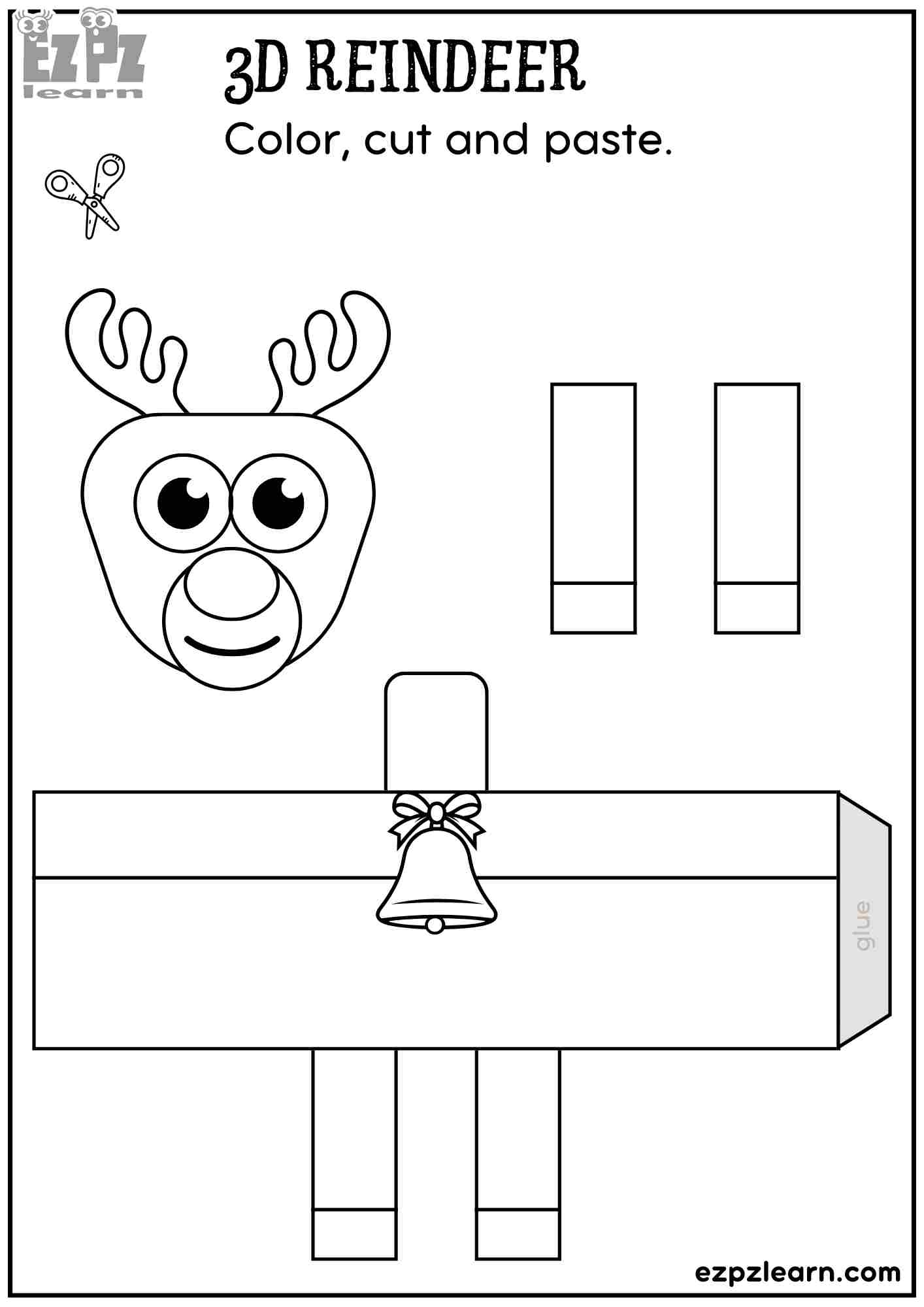 Printable 3d Reindeer Template