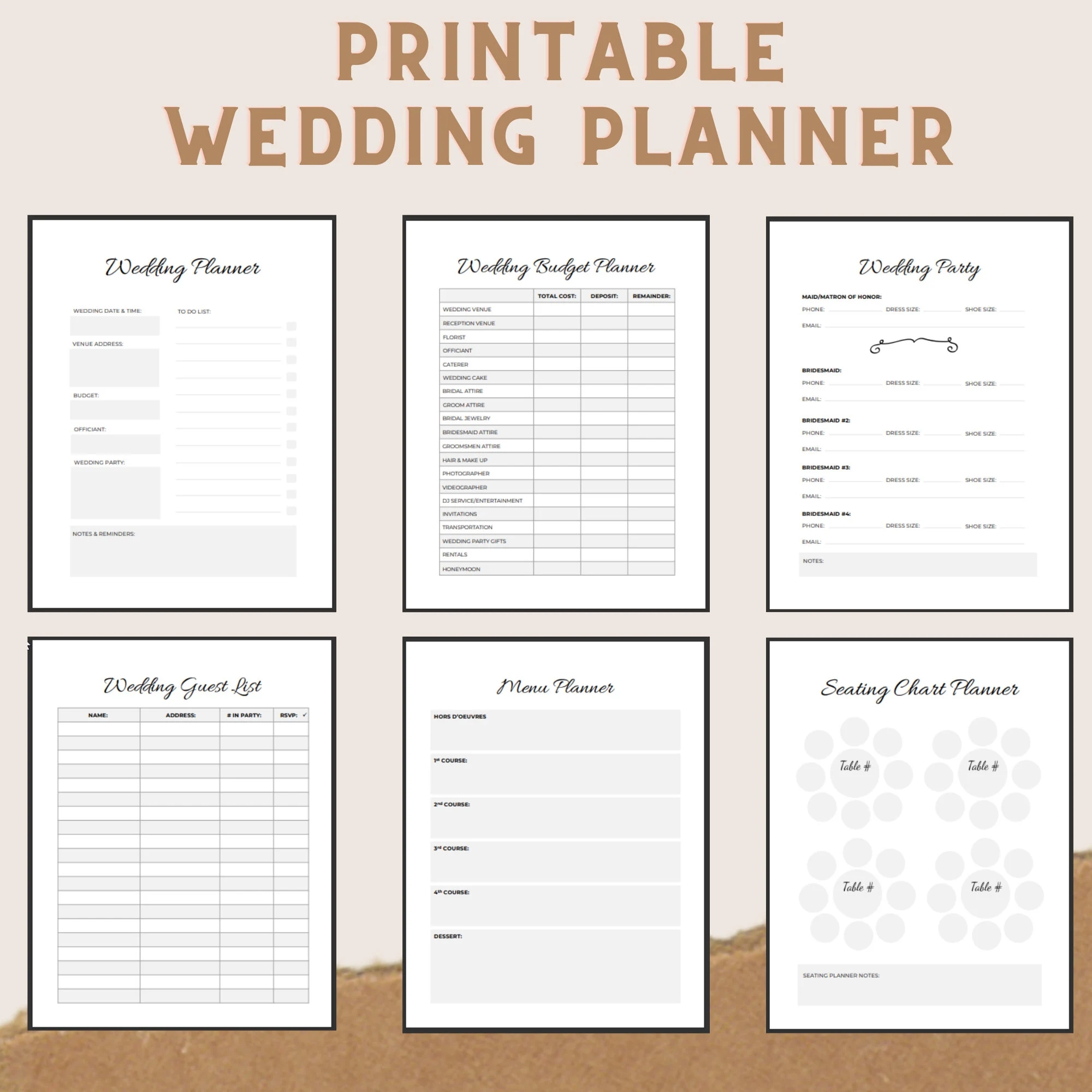 Printable Wedding Planner Kit For Organizing Your Dream Wedding Etsy UK