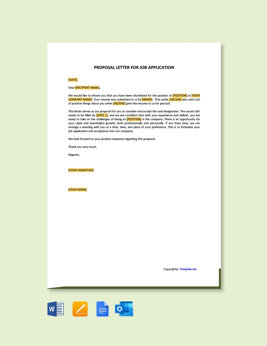 Printable Job Proposal Template