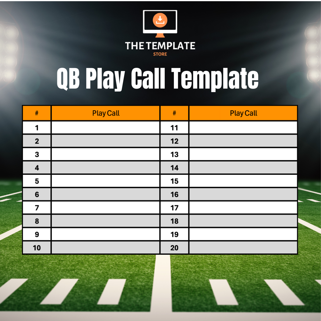 QB Wristband Play Call Template 20 Plays Where Coaches Collab