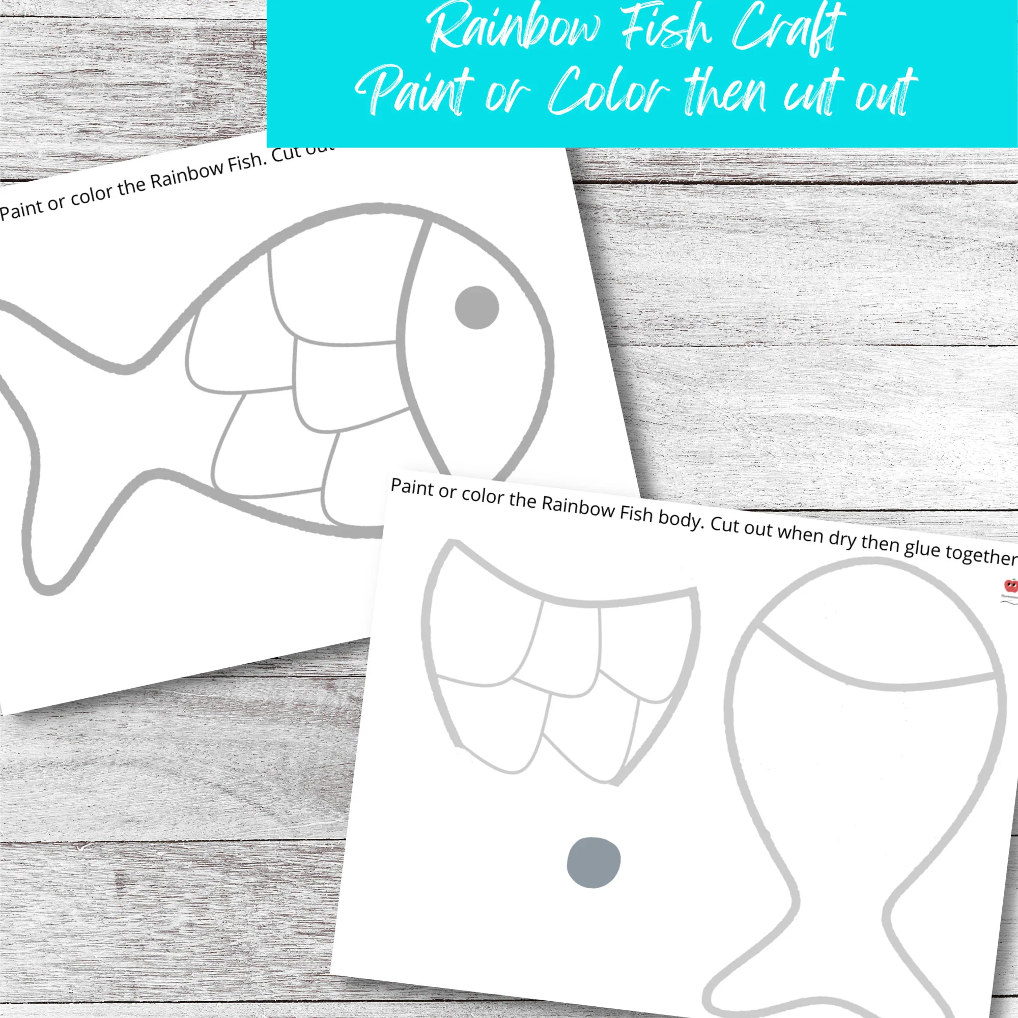 Rainbow Fish Craft Scissor Skills Rainbow Fish Painting Activity Instant Download Etsy UK