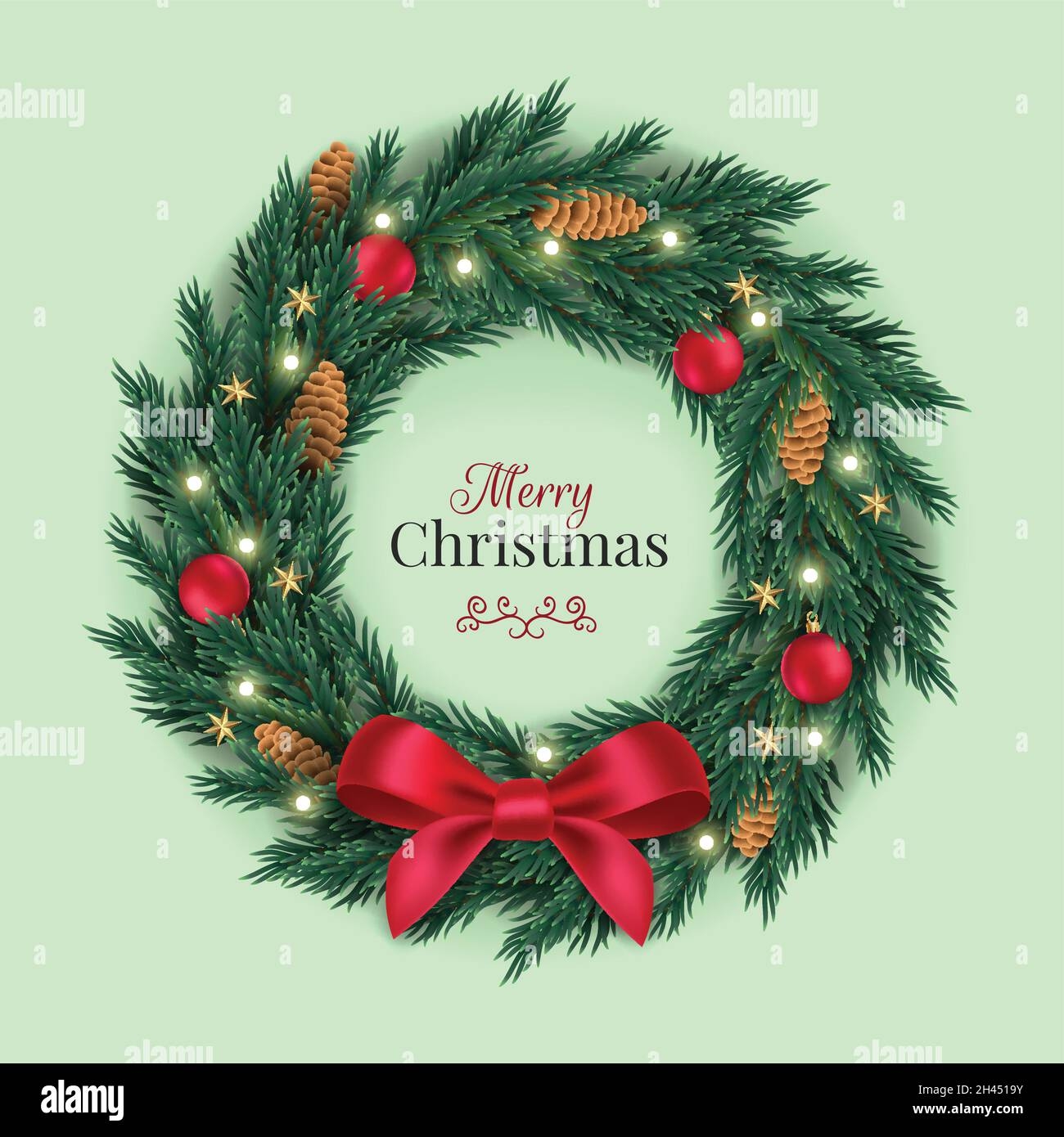 Realistic Christmas Wreath Template Vector Design Illustration Stock Vector Image Art Alamy