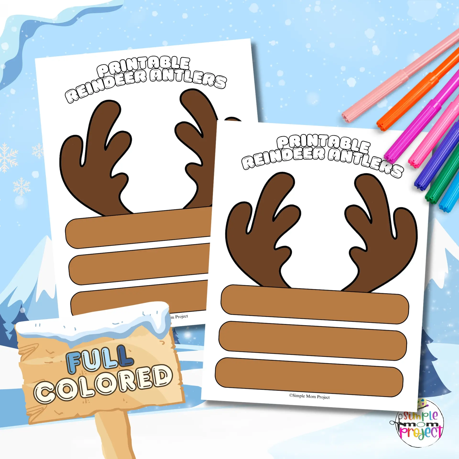 Reindeer Antler Printable Template Hat Craft For Kids Simple Mom Project Store