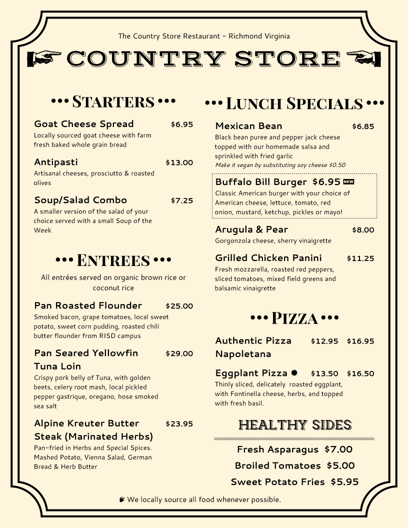 Menu Template Printable