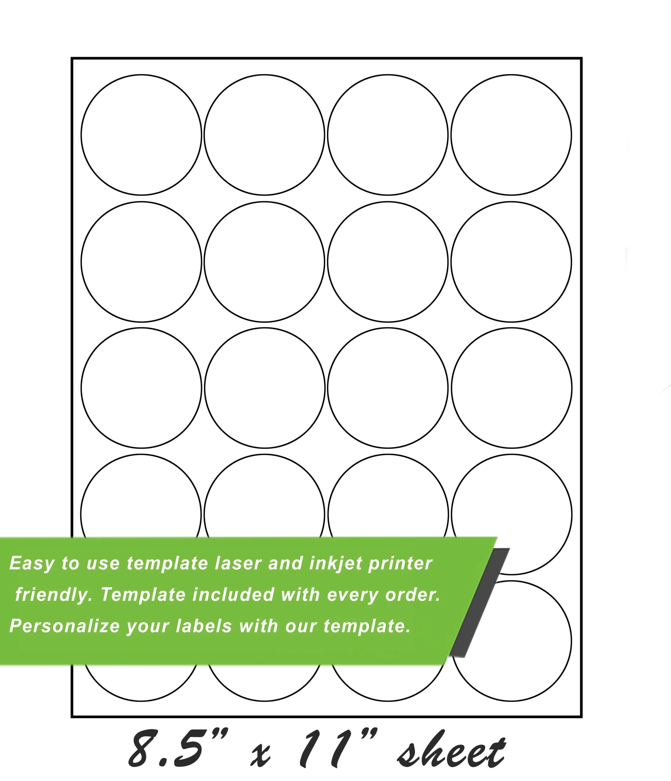 Royal Green Round Labels For Laser And Inkjet Printers Template Included Blank Stickers Sheets Bonus Colored Labels 2 Inch 50mm 7 Sheets 152 Pack