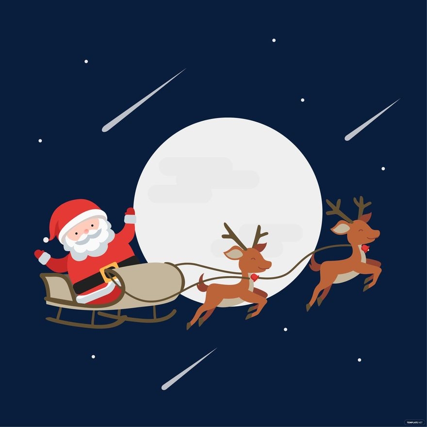 Santa Sleigh Vector In Illustrator JPG EPS SVG PNG Download Template 