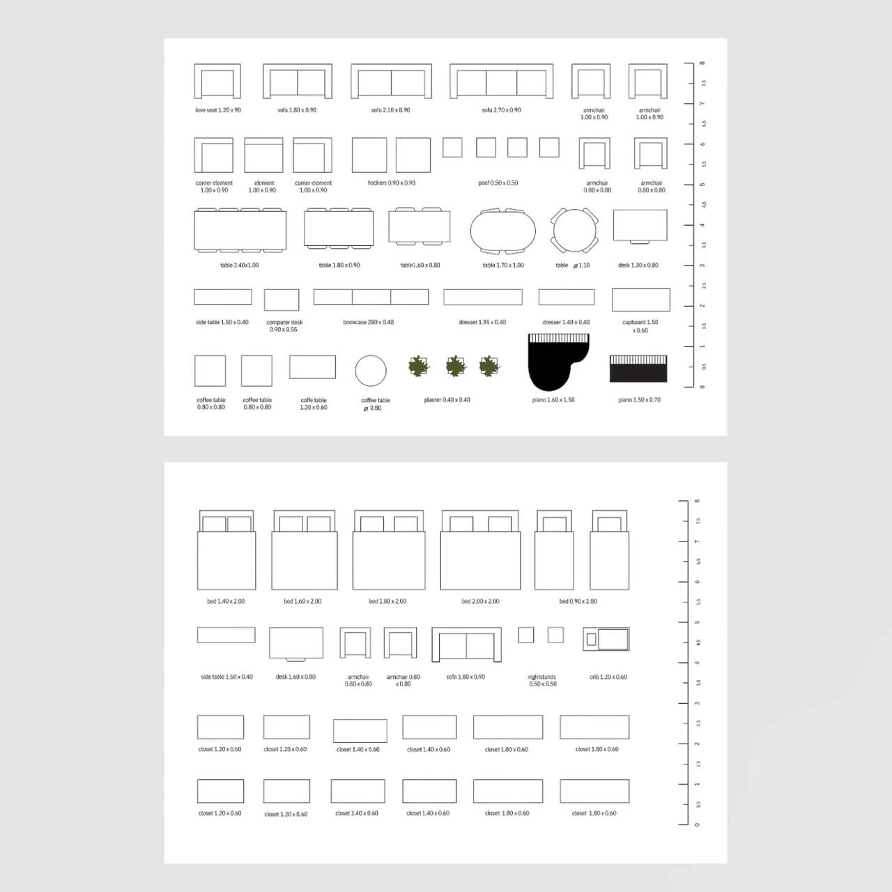 Scale Furniture Printable Template DIY Furniture Floorplan Template Room Change Planner Floor Plan Layout Coloring Furniture Kit Pages Etsy