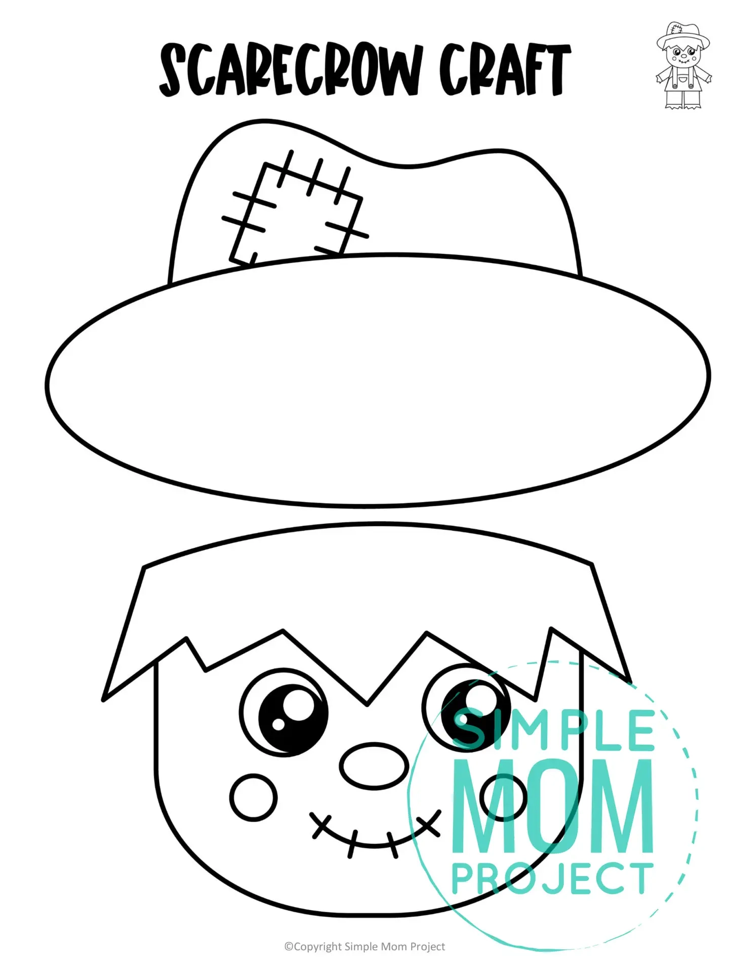 Scarecrow Paper Bag Puppet Craft Printable Template Simple Mom Project Store