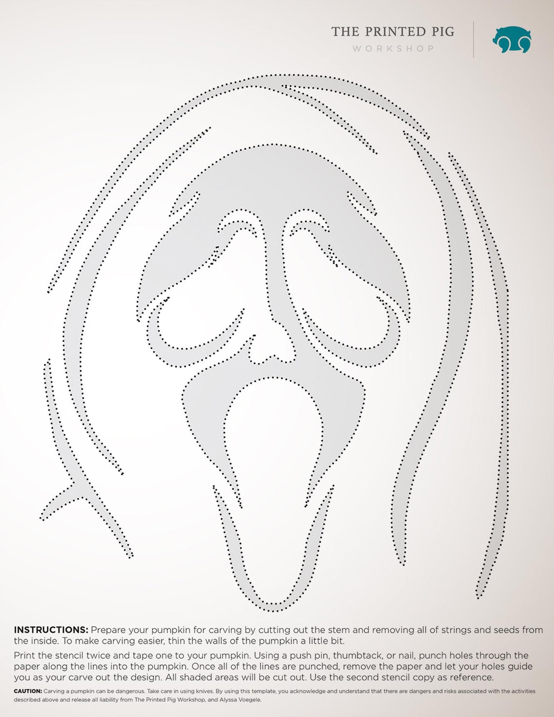 Scream Ghostface Free Pumpkin Stencil Pumpkin Pattern 