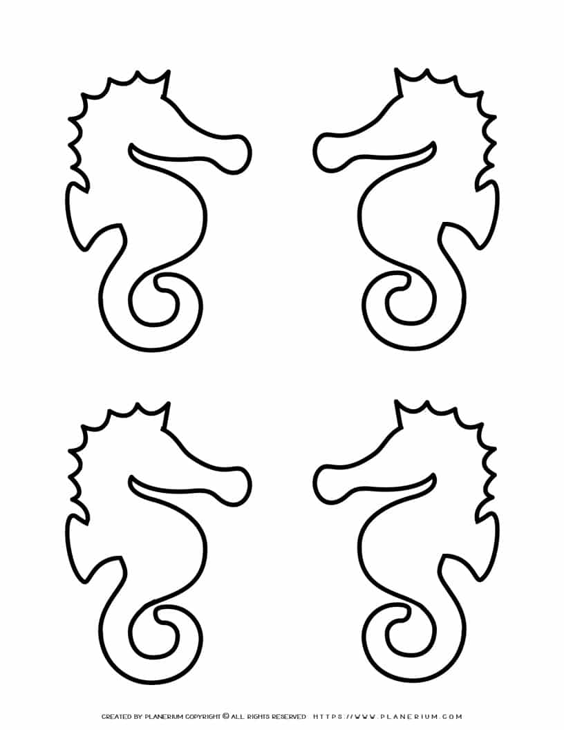 Seahorse Outline Four Seahorses Planerium