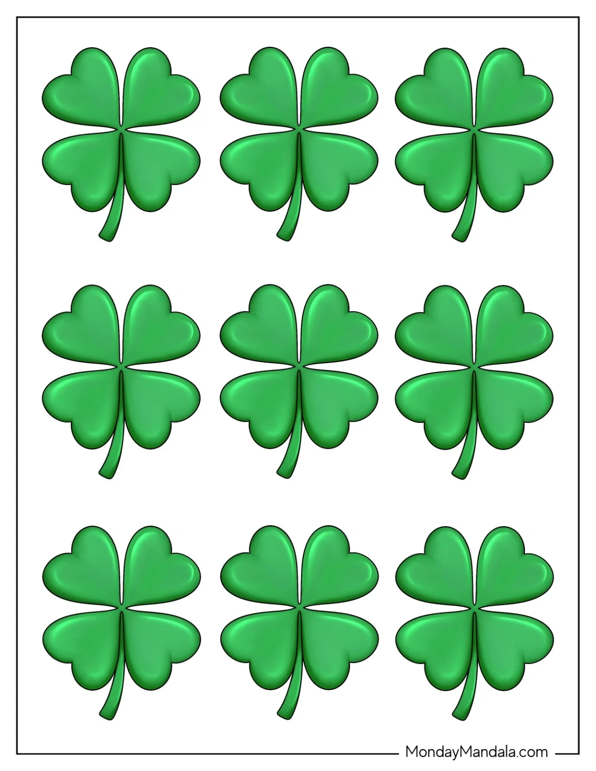 4 Leaf Clover Template Printable