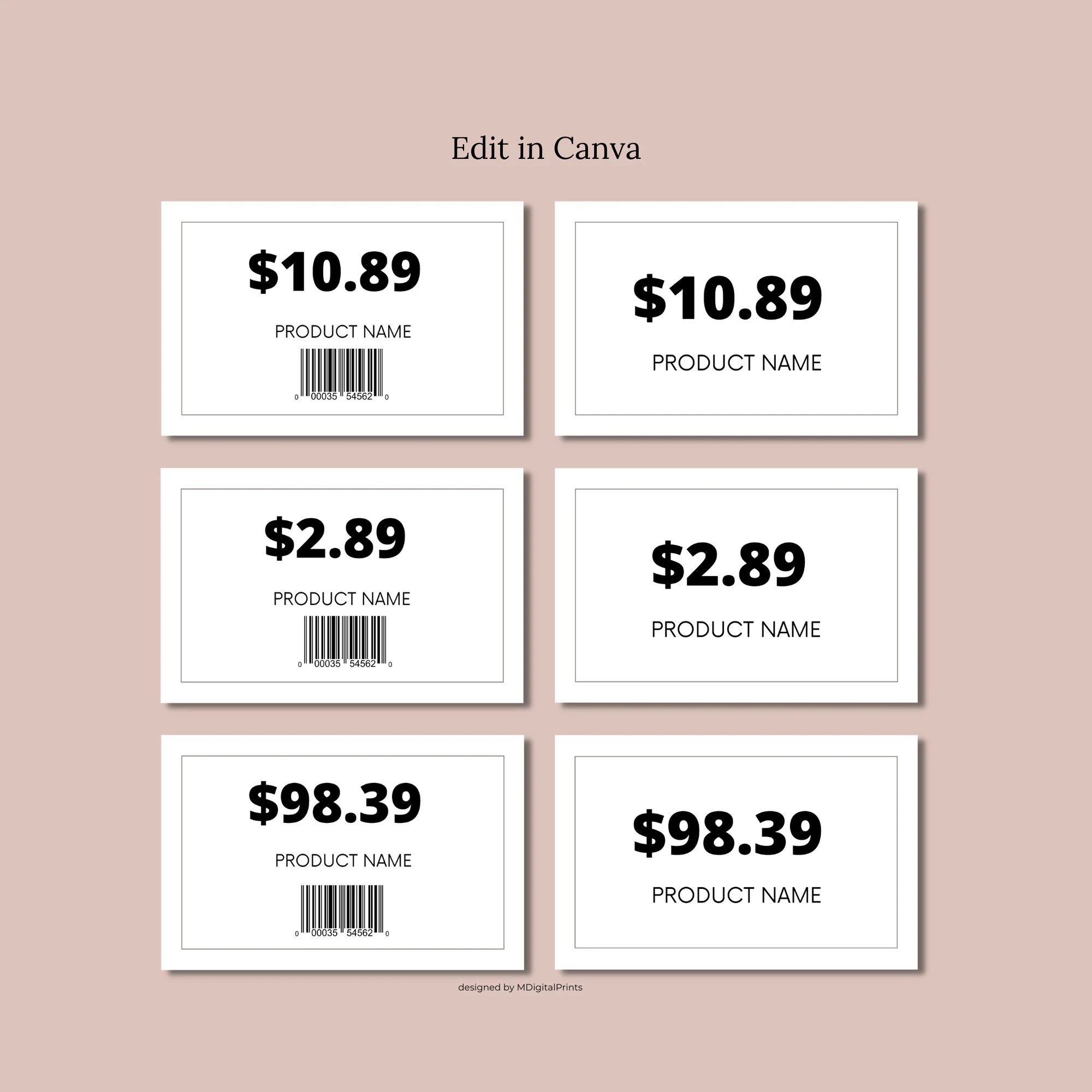 Shelf Pricing Tags Editable Canva Template Retail Price Tags Custom Large White Price Label Printable Product Pricing Labels For Store Etsy