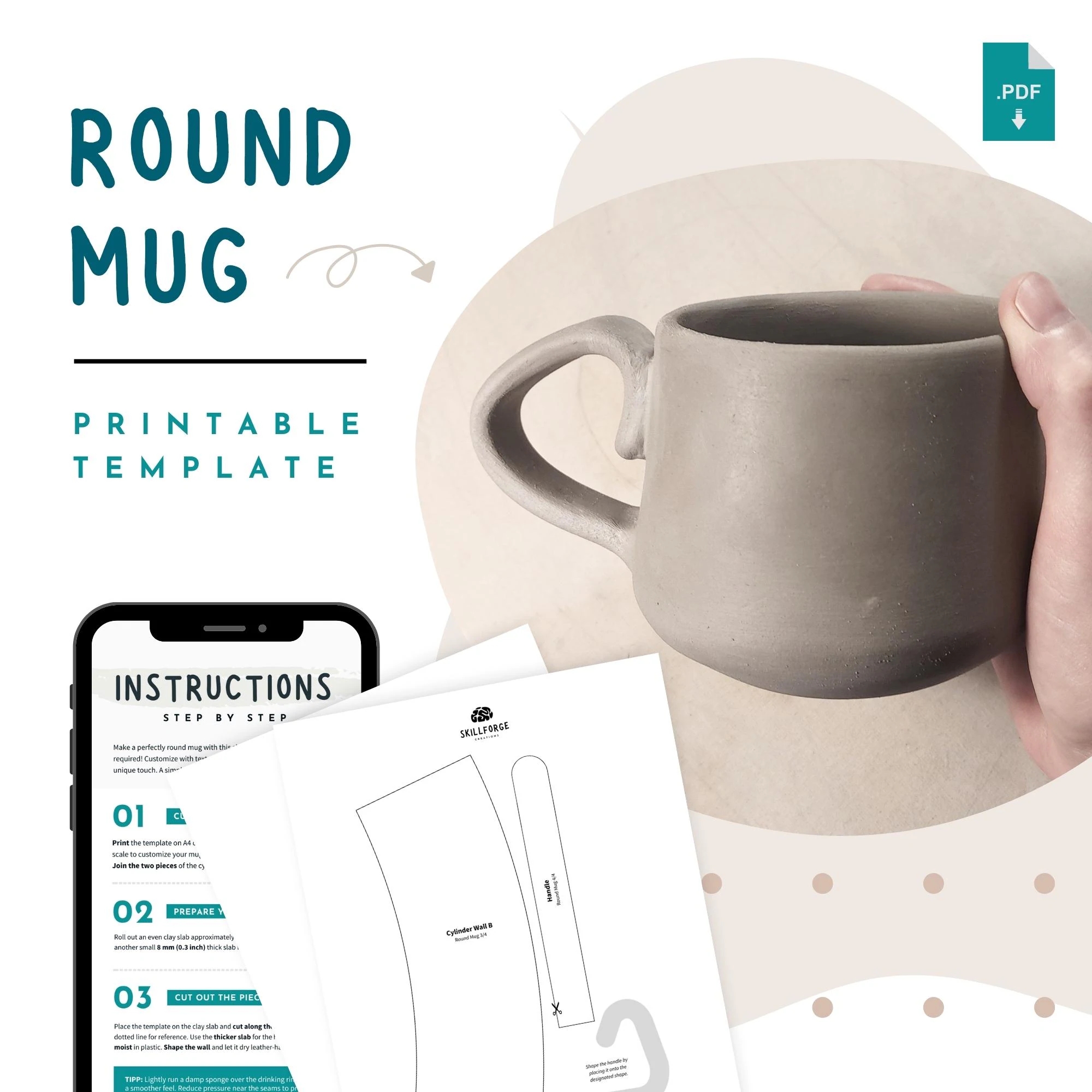 Slab Mug Template Etsy