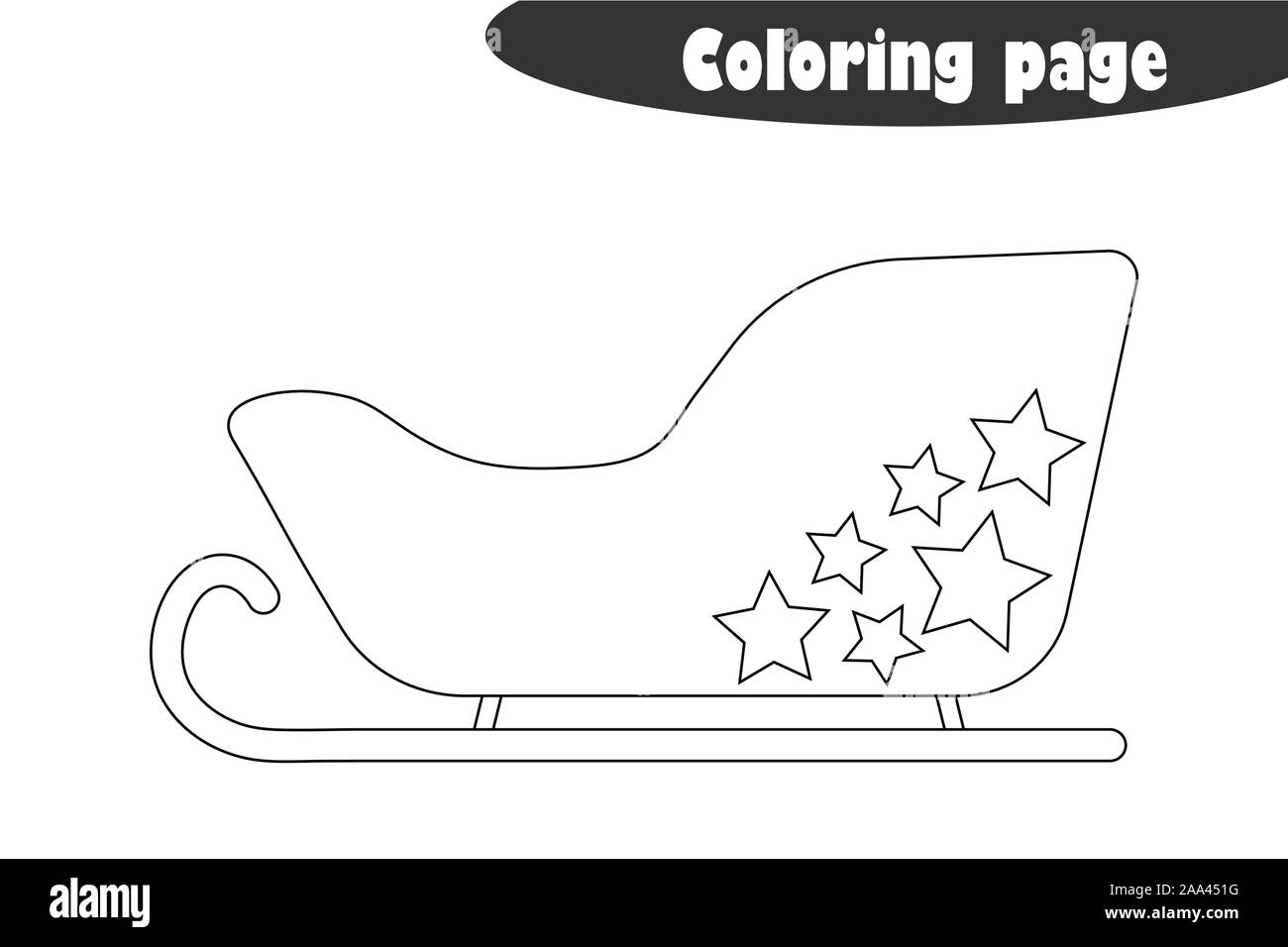 Sleigh In Cartoon Style Coloring Page Christmas Education Paper Game For The Development Of Children Kids Preschool Activity Printable Worksheet Stock Vector Image Art Alamy
