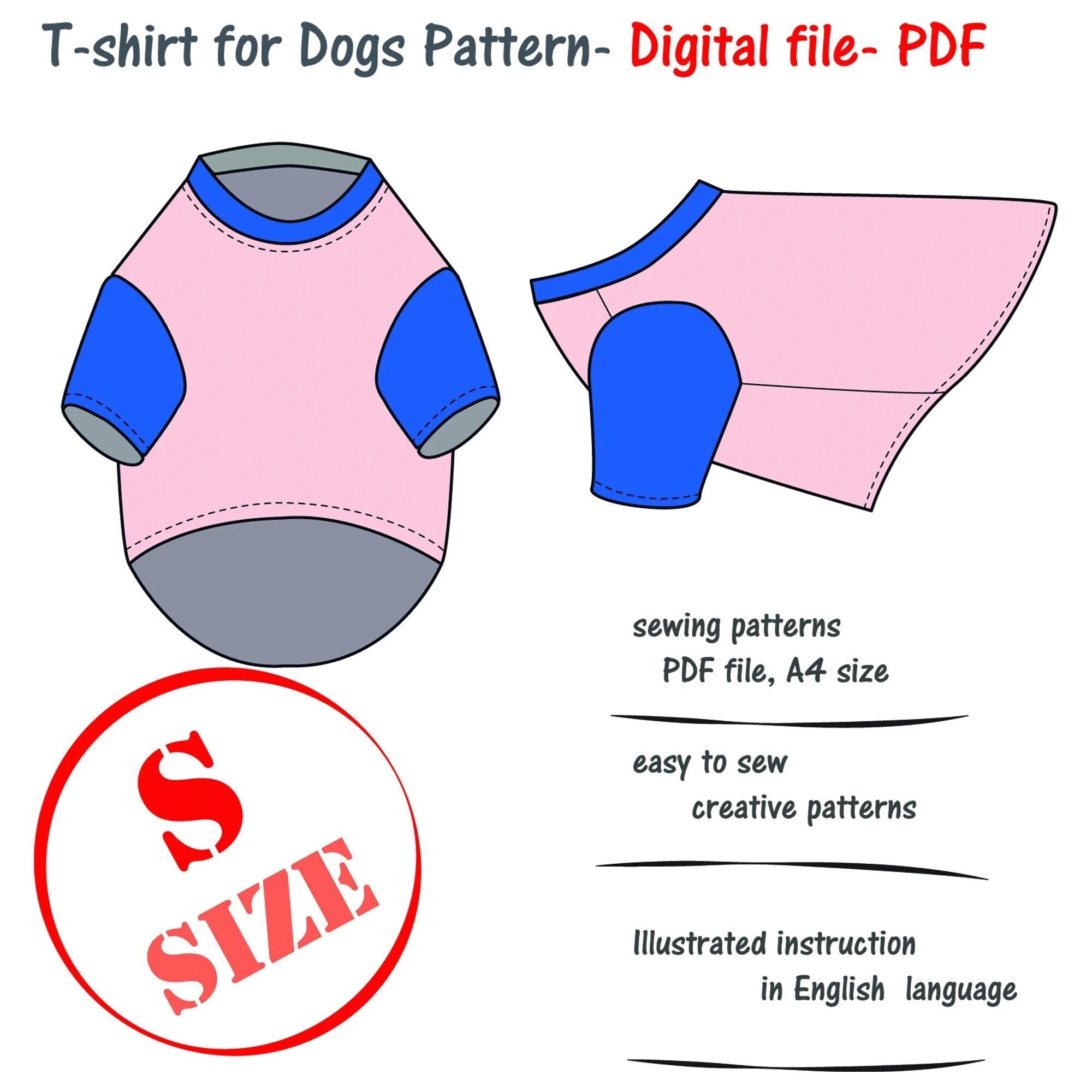 Small Dog s T shirt Sewing Pattern Small Dog Clothes Pattern Dog Sweater Pattern Blouse Dog PDF Clothes Pet Top Dog PDF Blouse Dog Etsy