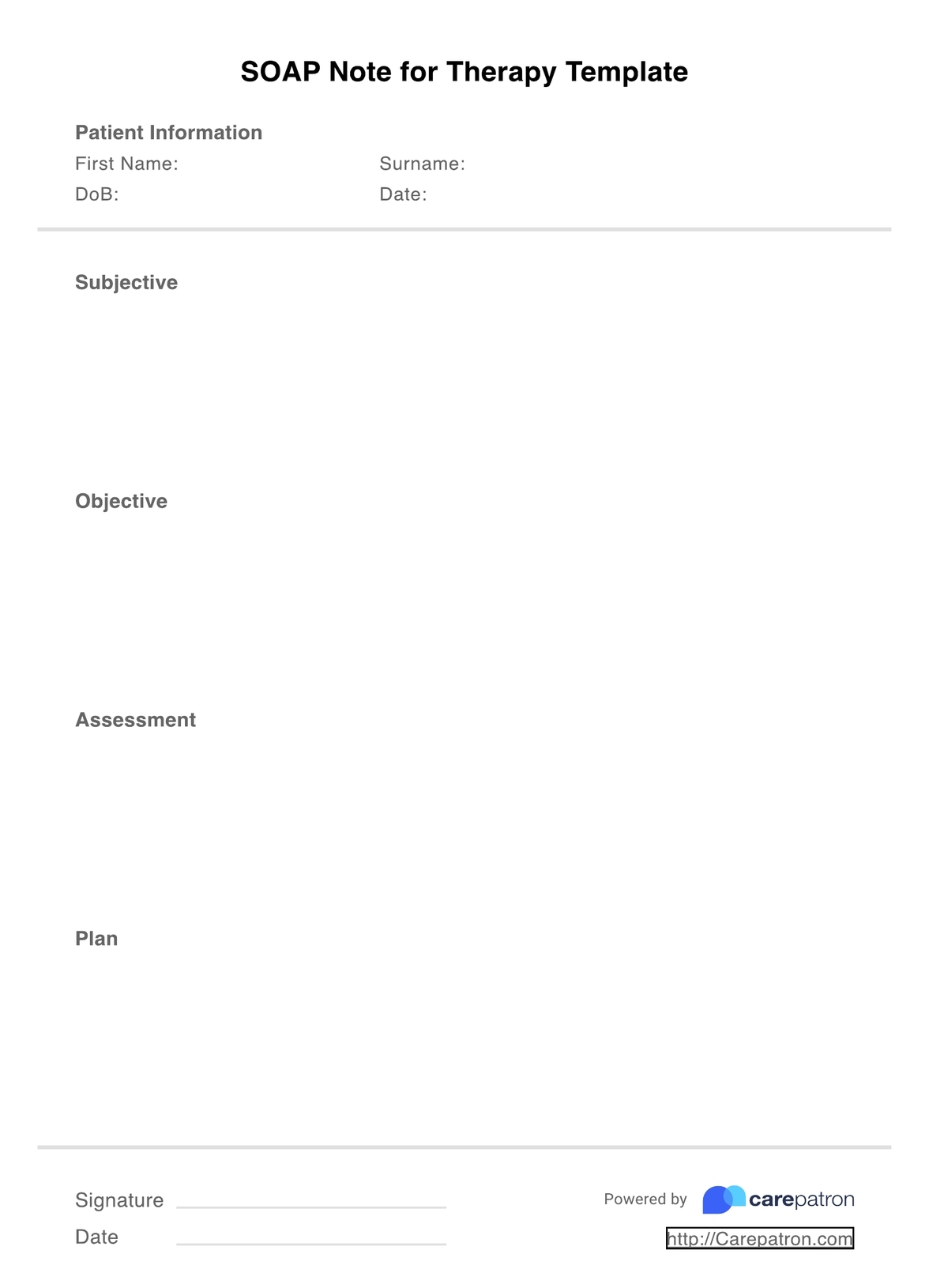 Printable Massage Therapy Soap Notes Template