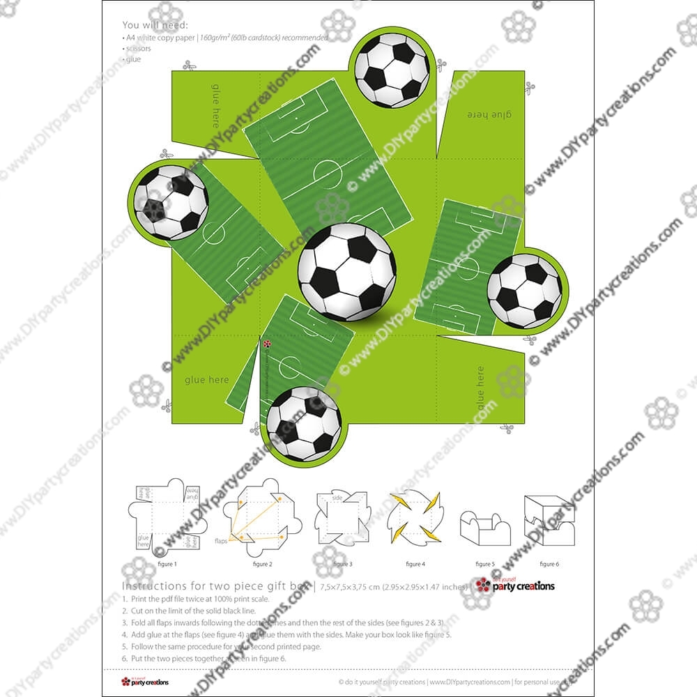 Soccer Field Gift Box In 2 Pieces DIY Party Creations Soccer Field Printable Gift Box With 2 Pieces Template