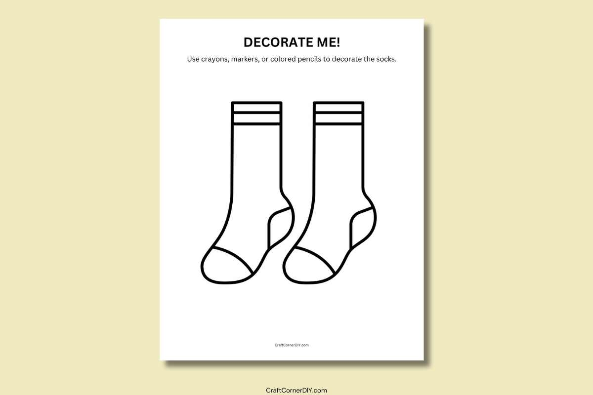 Socks Coloring Page Free Printable Craft Corner DIY