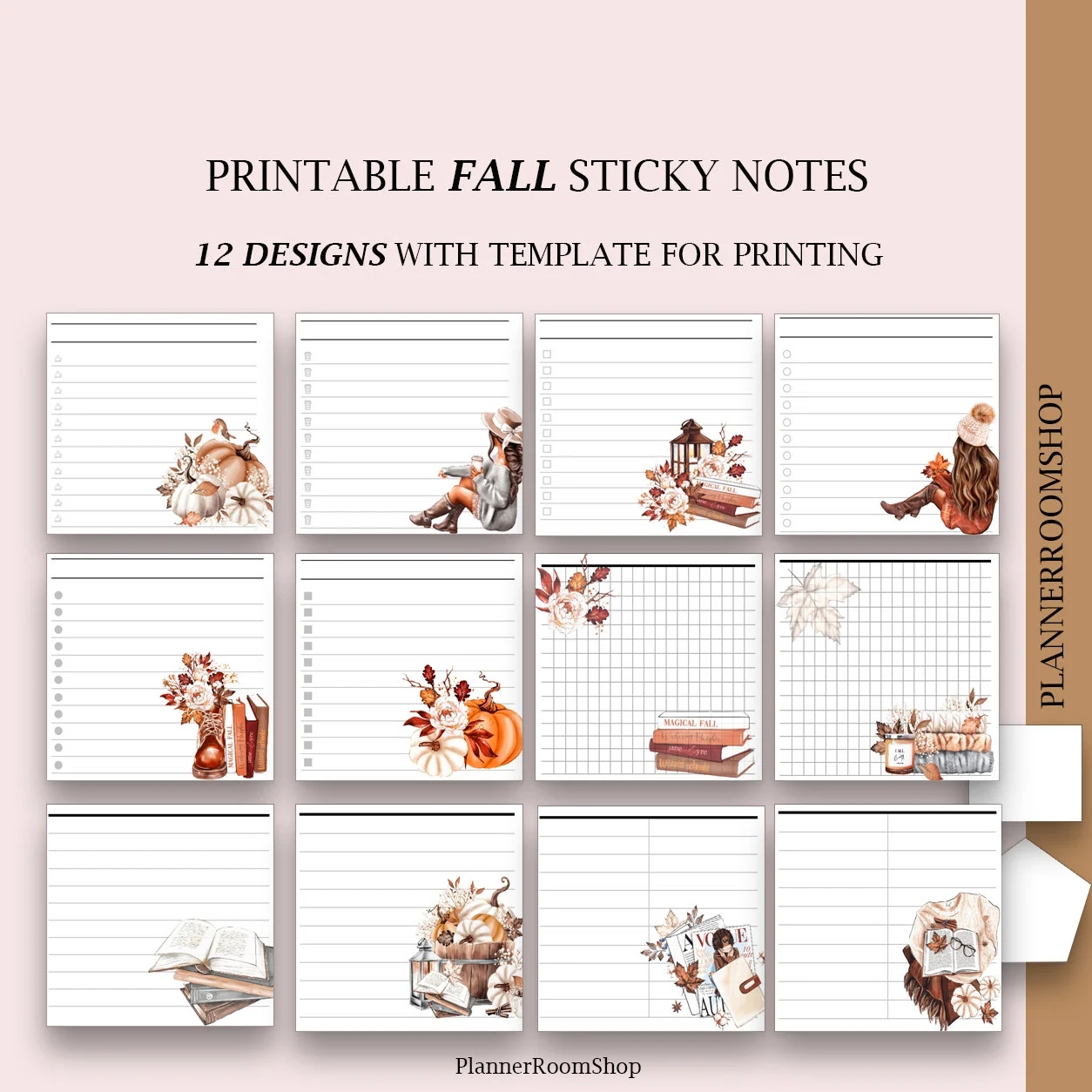 Sticky Notes Printable Fall Sticky Decor Template Printable Autumn Memo Sheet PDF Sticky Notes Digital Sticky Notes Sticky Notes Set Etsy
